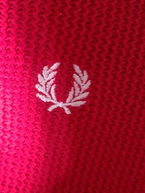 Fred Perry Hot Red Knit Top with White Laurel Wreath